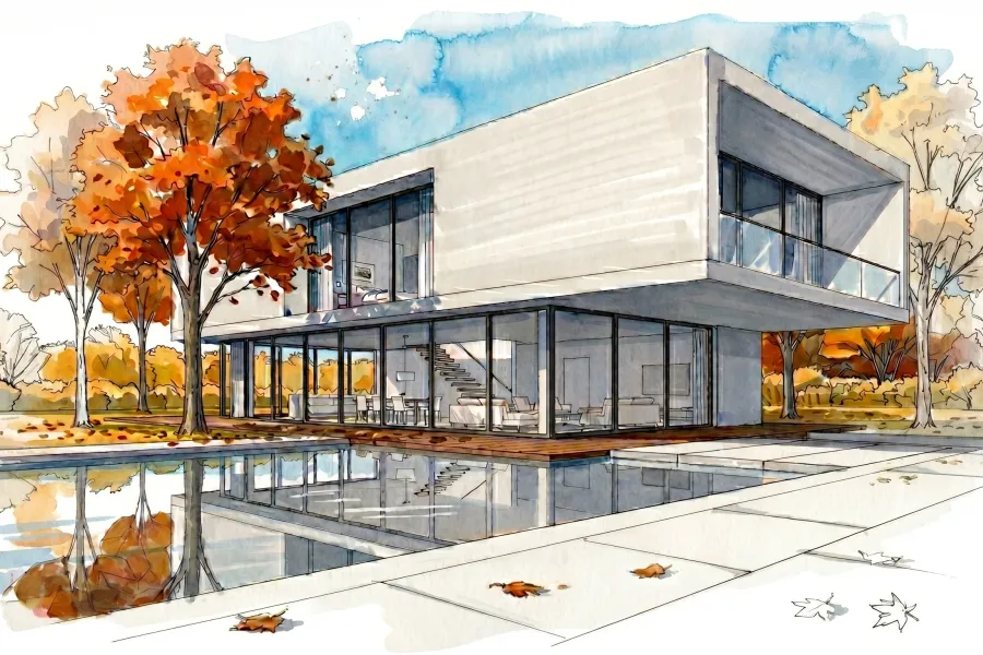 AI watercolor architectural visualization ready for a client presentation