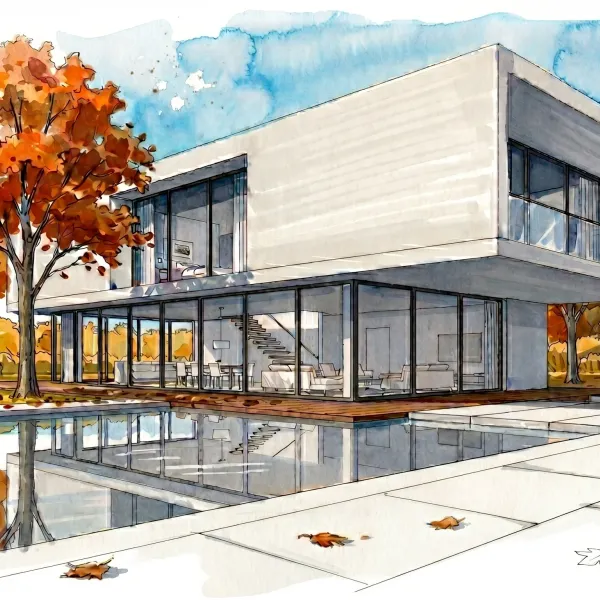 AI watercolor visualization of a single-family house