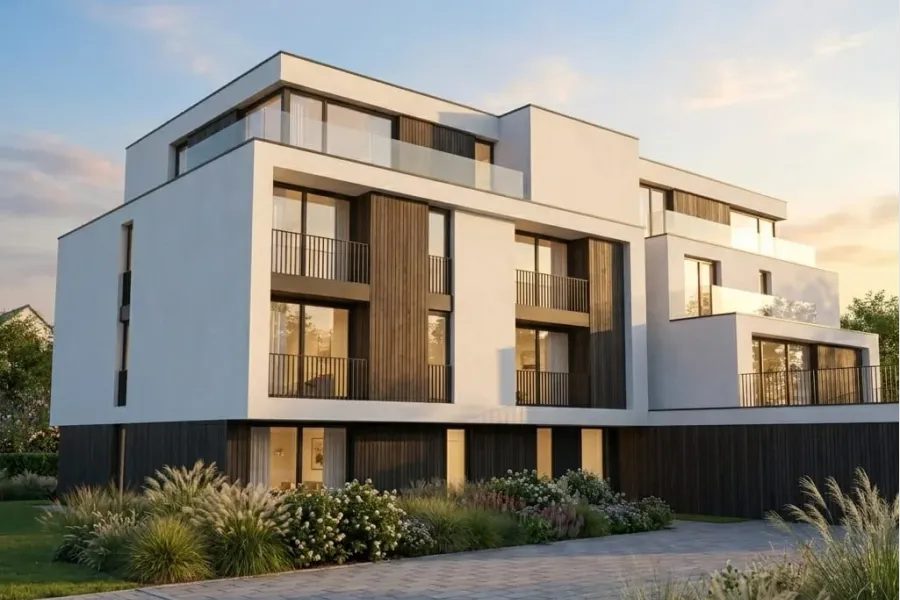 Photorealistic exterior visualization automatically generated by QuickArchViz