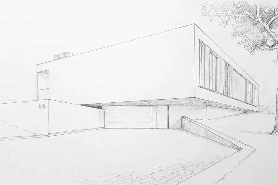 AI architectural visualization generated from a student sketch