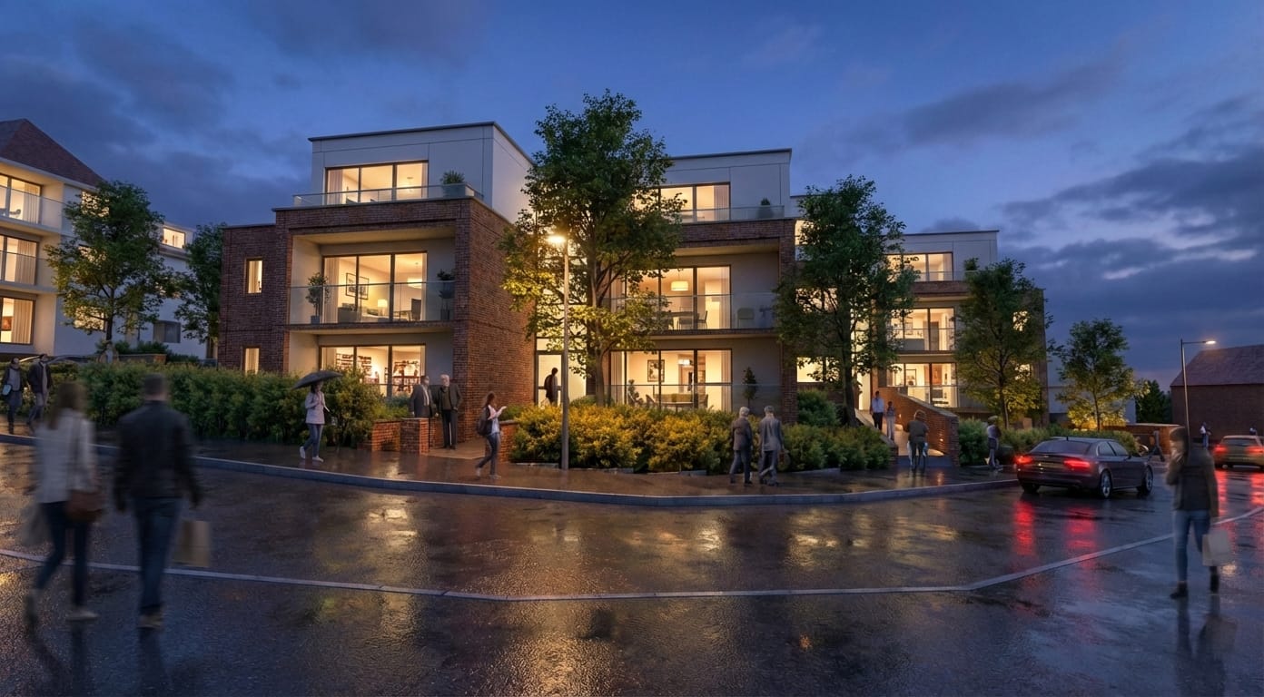 Urban multi-unit facade render