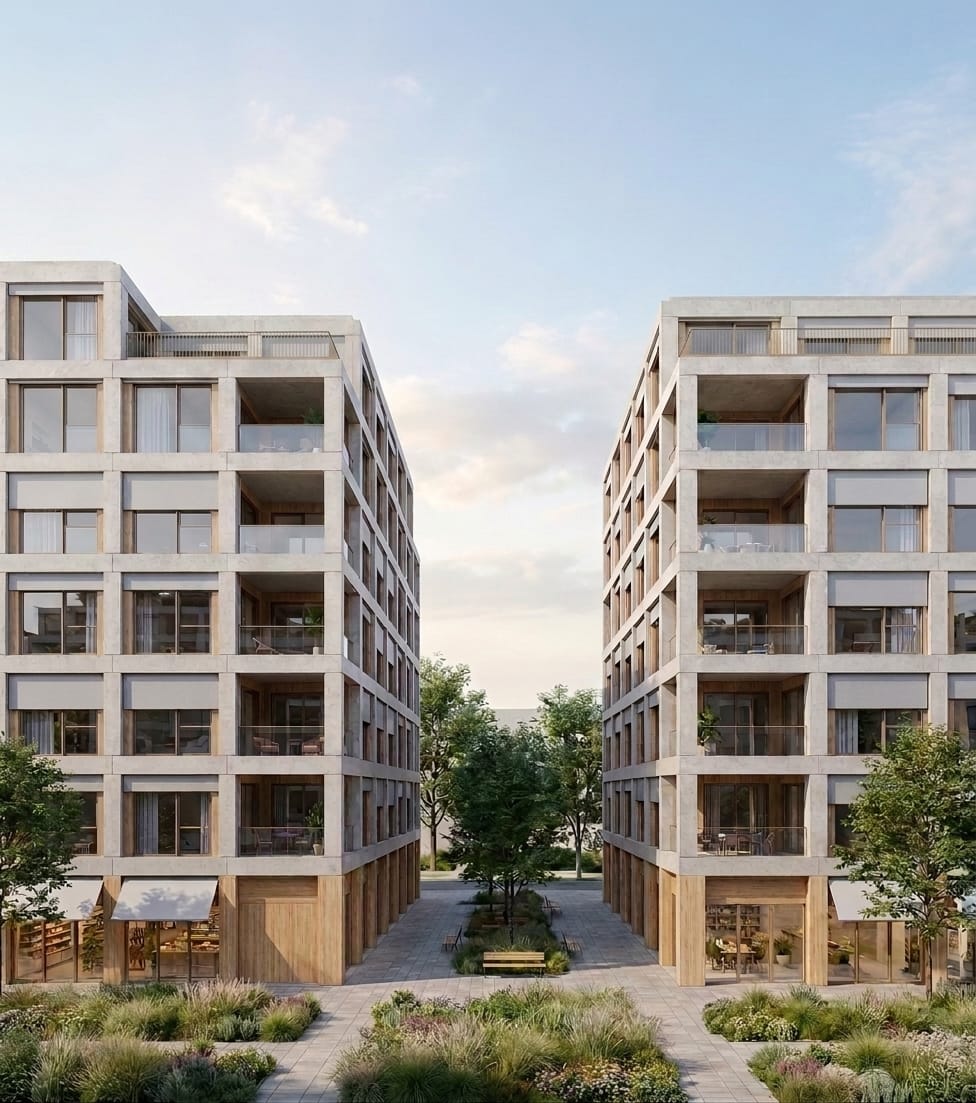 Luxury apartment landscaping render